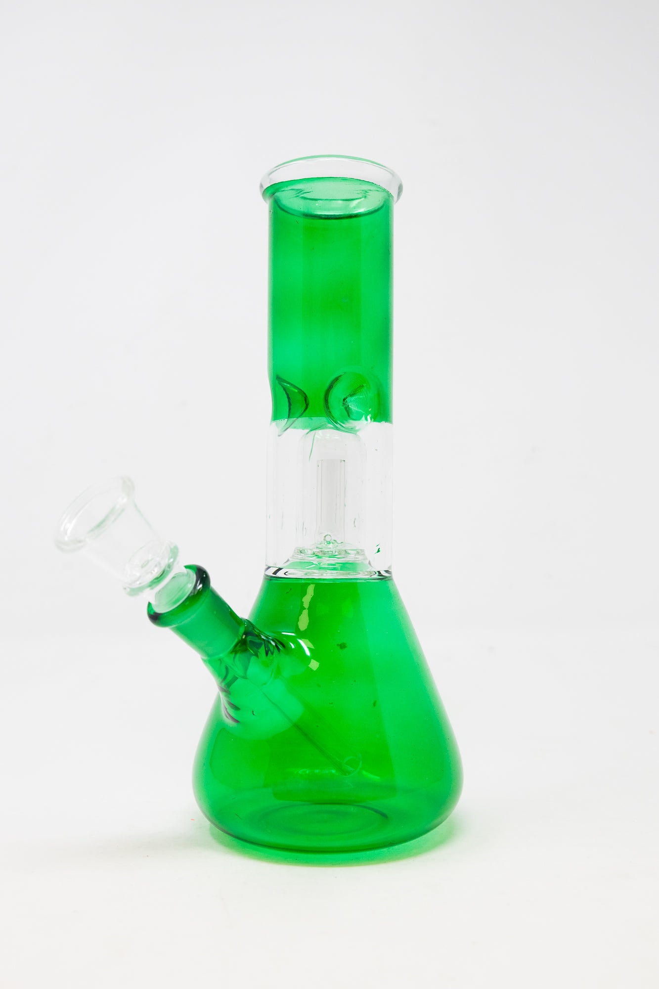8" Green Single Perk Bong w/ Ice Catcher