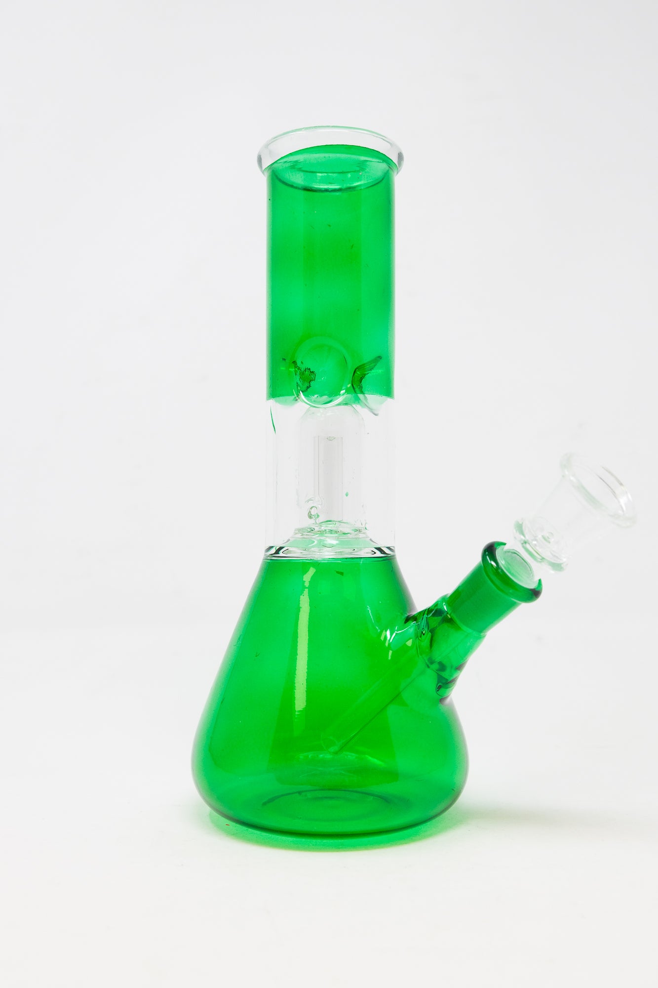 8" Green Single Perk Bong w/ Ice Catcher