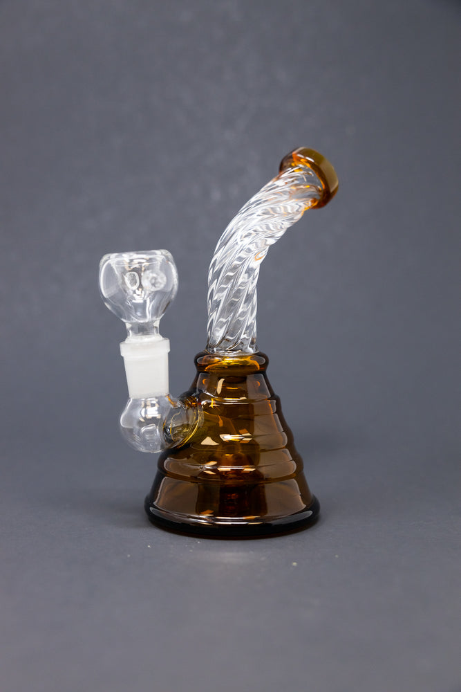 7" Amber Twisted Base Bong