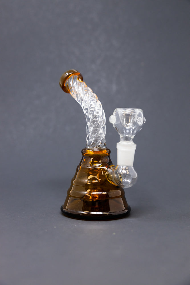 7" Amber Twisted Base Bong