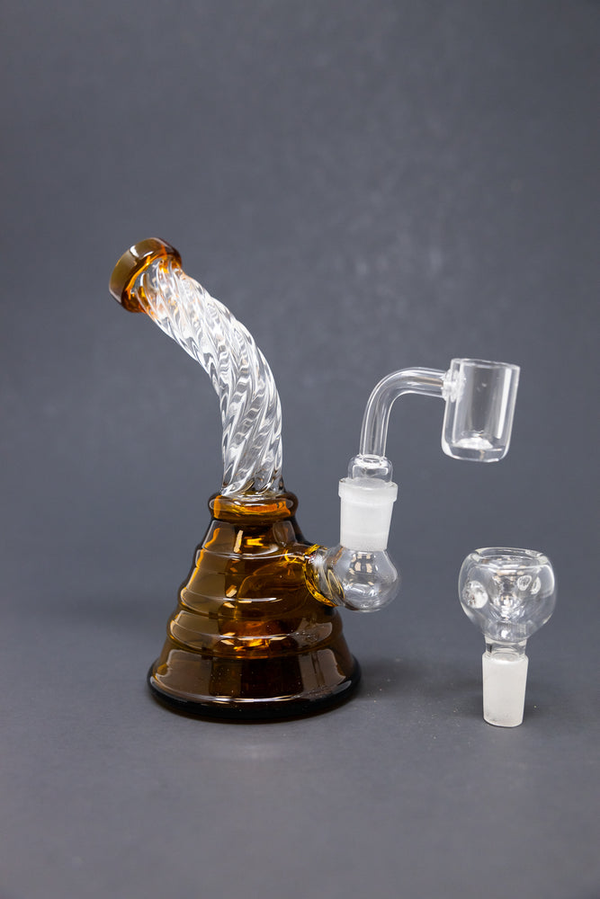 7" Amber Twisted Dab Rig