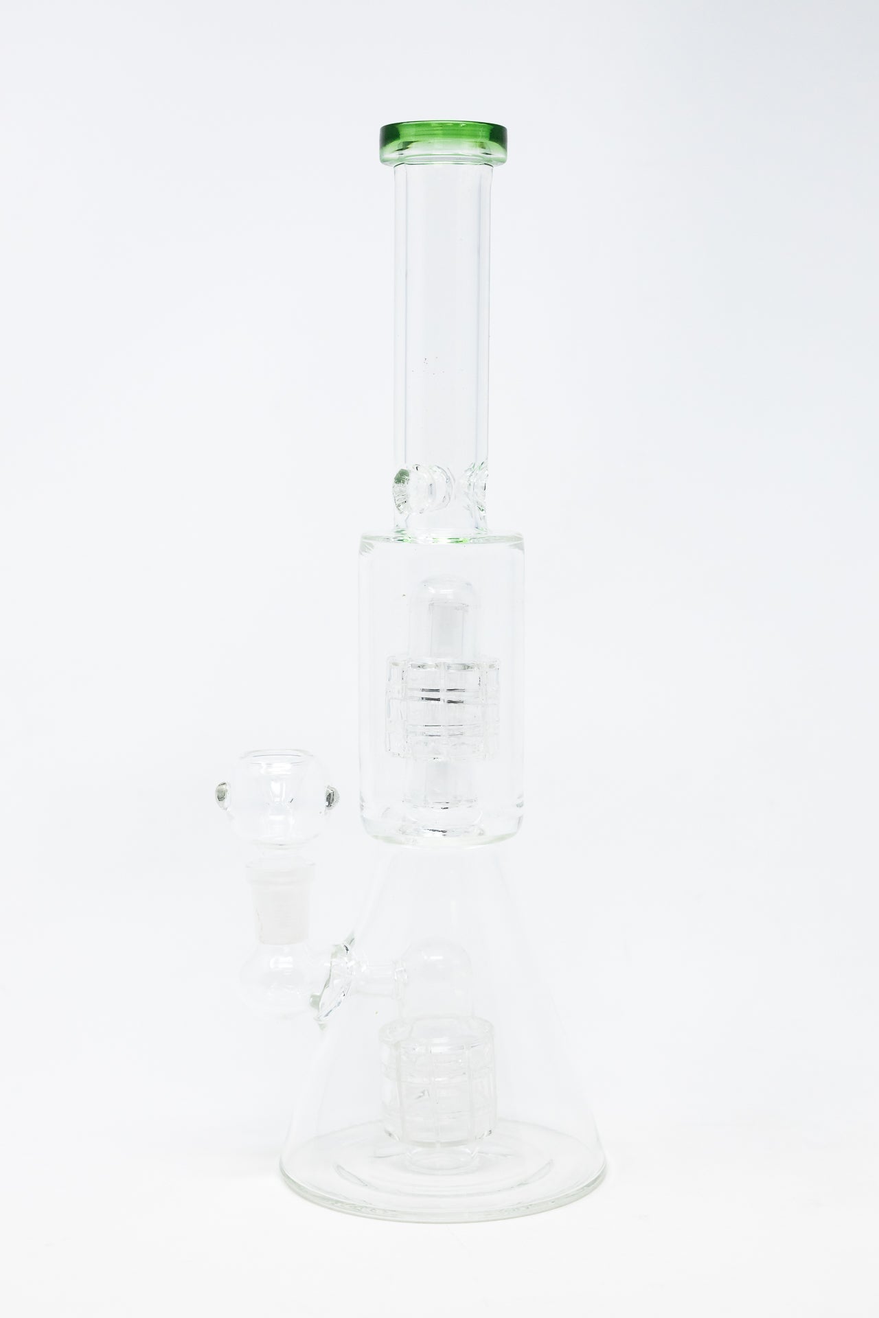 12” Green Double Percolator Beaker Base Bong w/ Ice Catcher