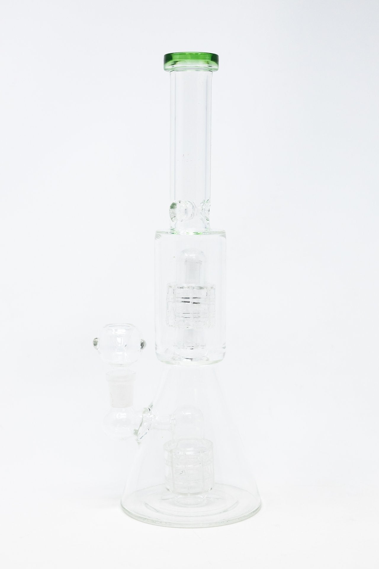 12” Green Double Percolator Beaker Base Bong w/ Ice Catcher
