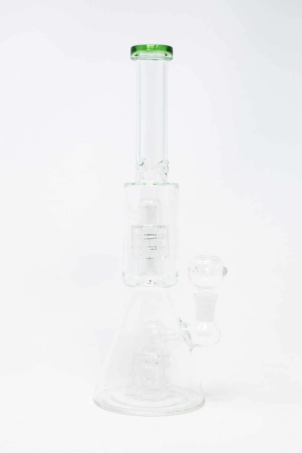 12” Green Double Percolator Beaker Base Bong w/ Ice Catcher