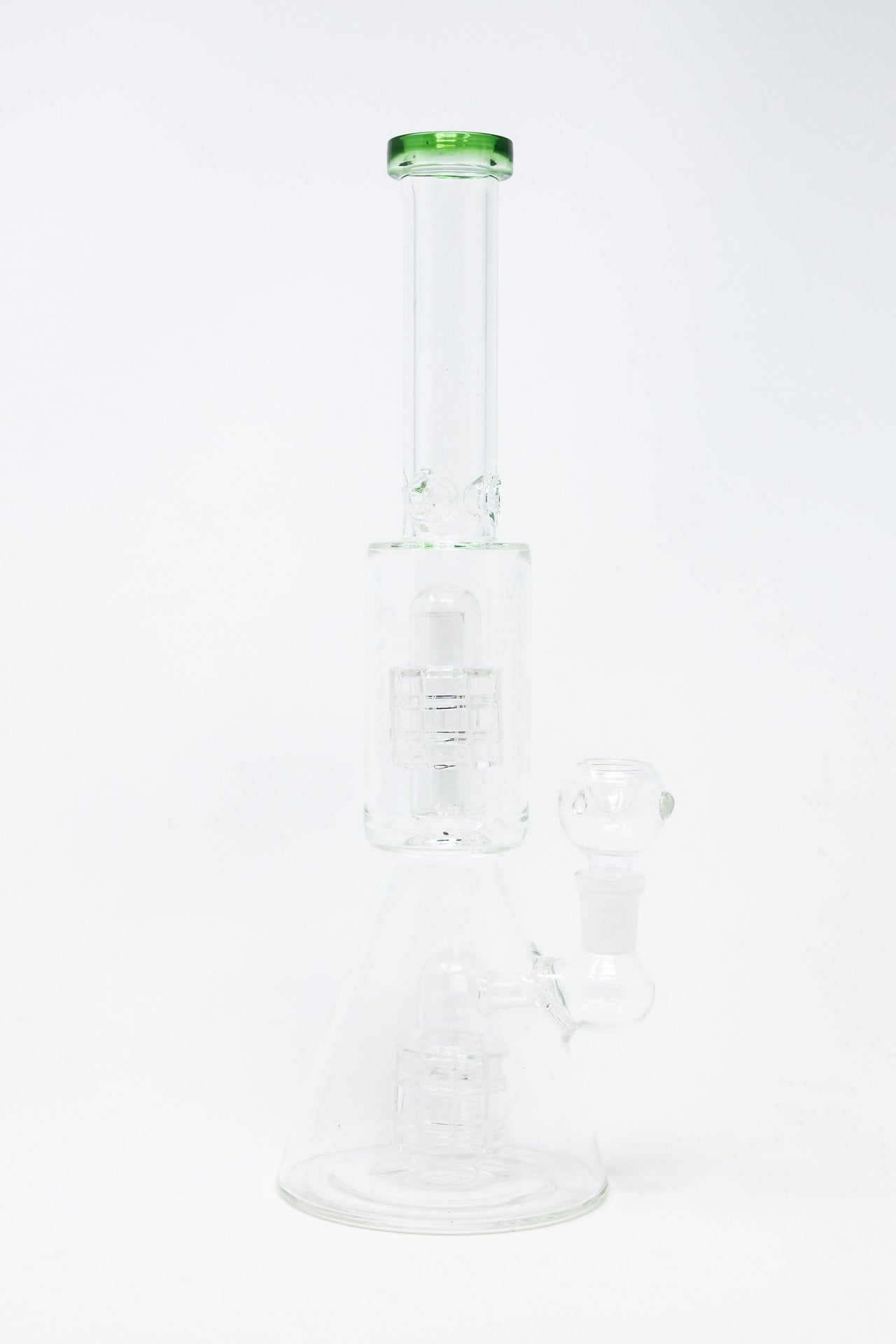 12” Green Double Percolator Beaker Base Bong w/ Ice Catcher