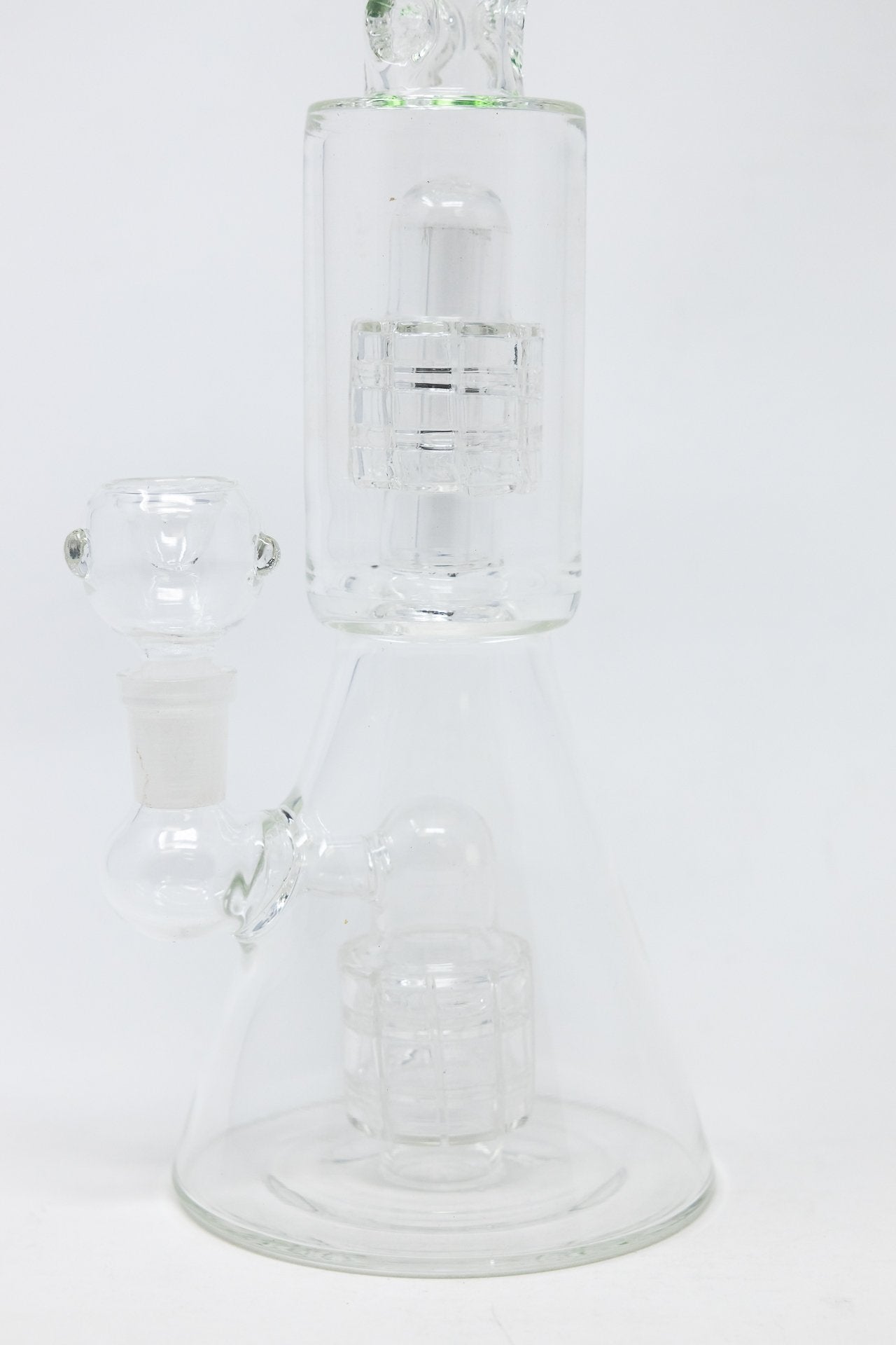 12” Green Double Percolator Beaker Base Bong w/ Ice Catcher