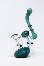 7" Premium Heavy Aqua Double Chamber Bubbler w/ Carb Hole