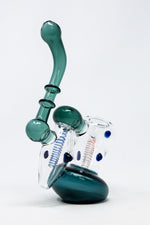 7" Premium Heavy Aqua Double Chamber Bubbler w/ Carb Hole