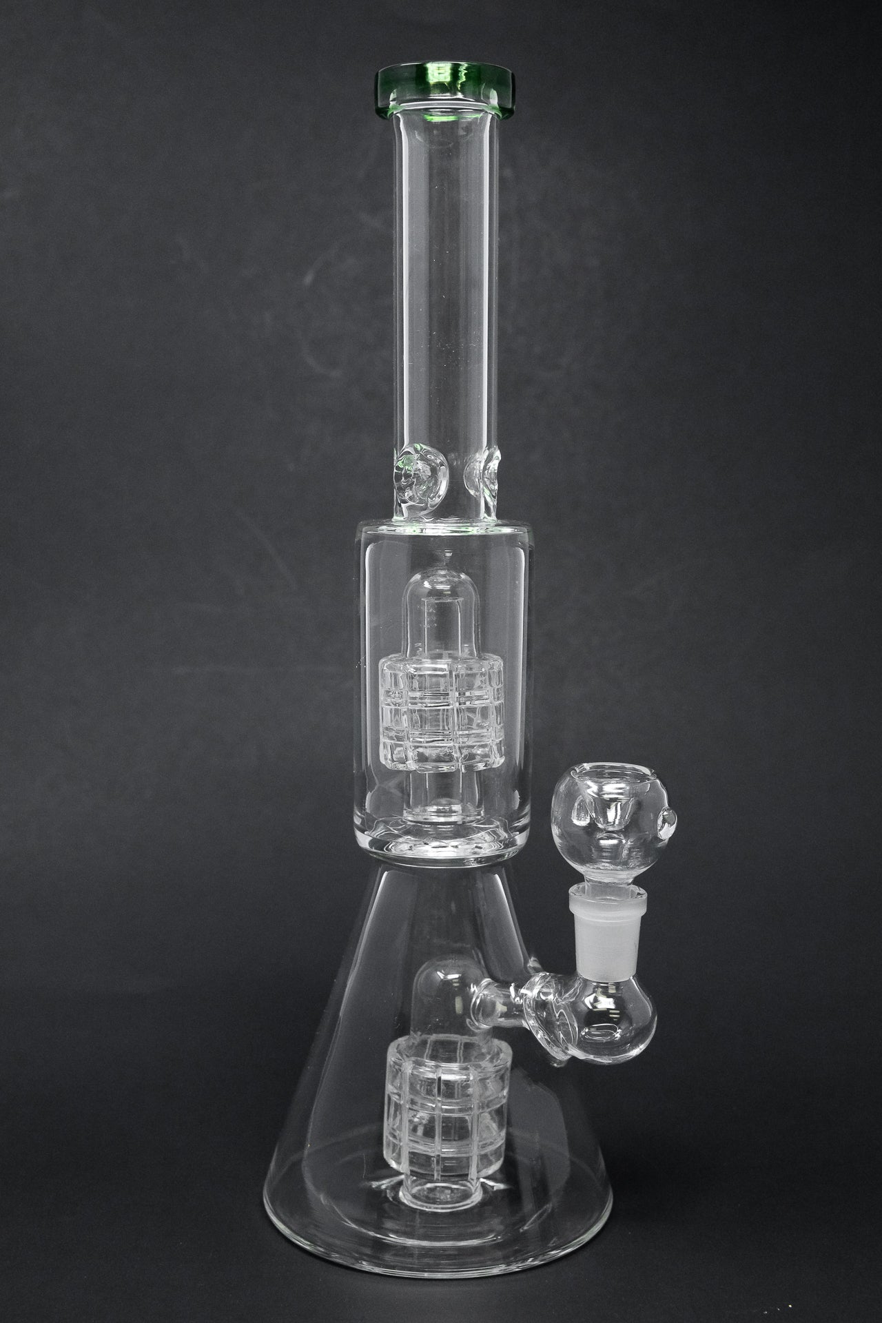 12” Green Double Percolator Beaker Base Bong w/ Ice Catcher