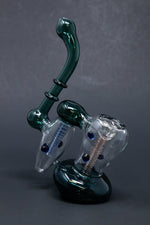 7" Premium Heavy Aqua Double Chamber Bubbler w/ Carb Hole