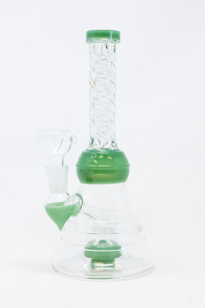 8" Green Twisted Neck Bong