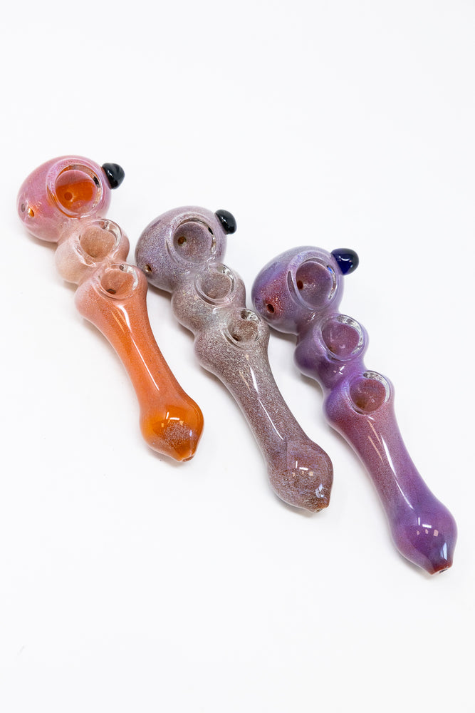 6" Red/Orange Triple Bowl Hand Pipe