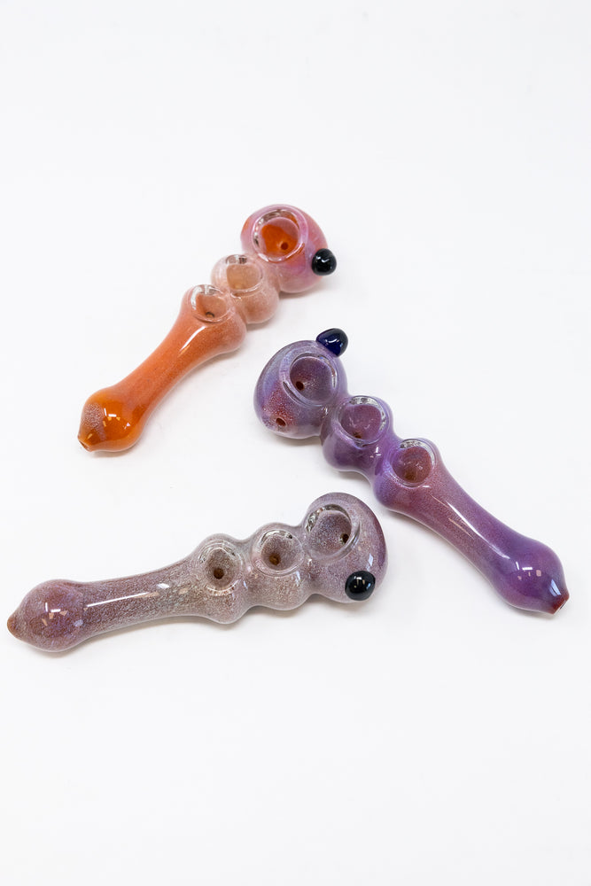 6" Red/Orange Triple Bowl Hand Pipe