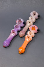 6" Red/Orange Triple Bowl Hand Pipe