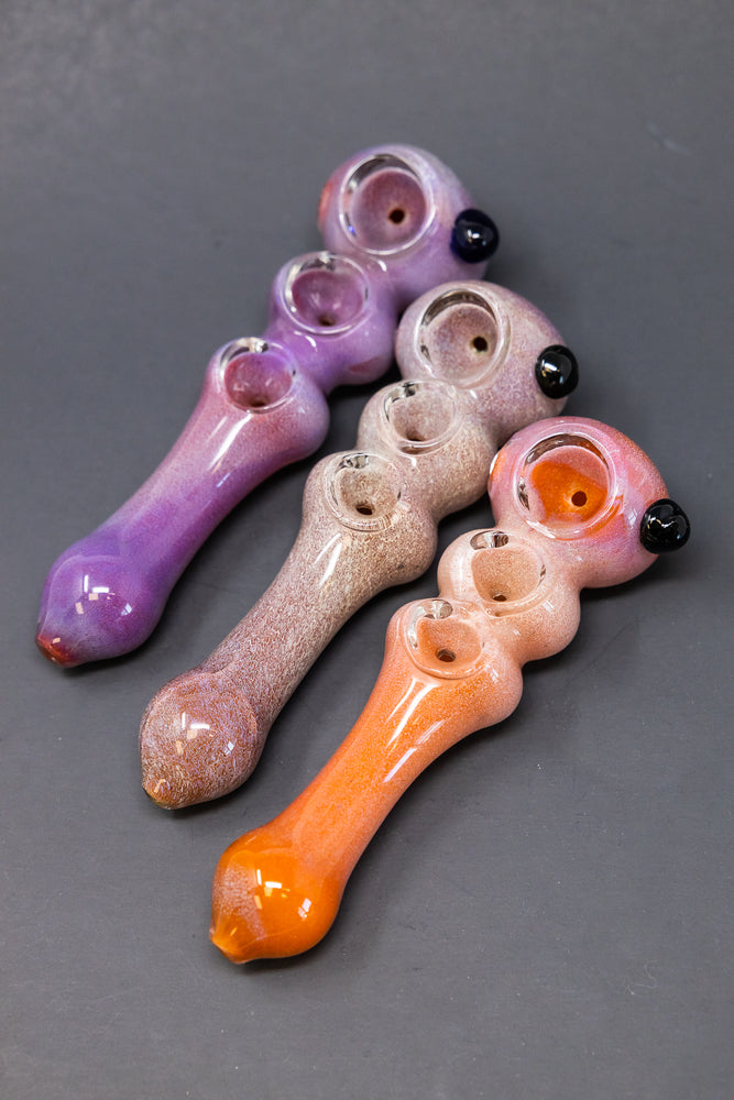 6" Red/Orange Triple Bowl Hand Pipe