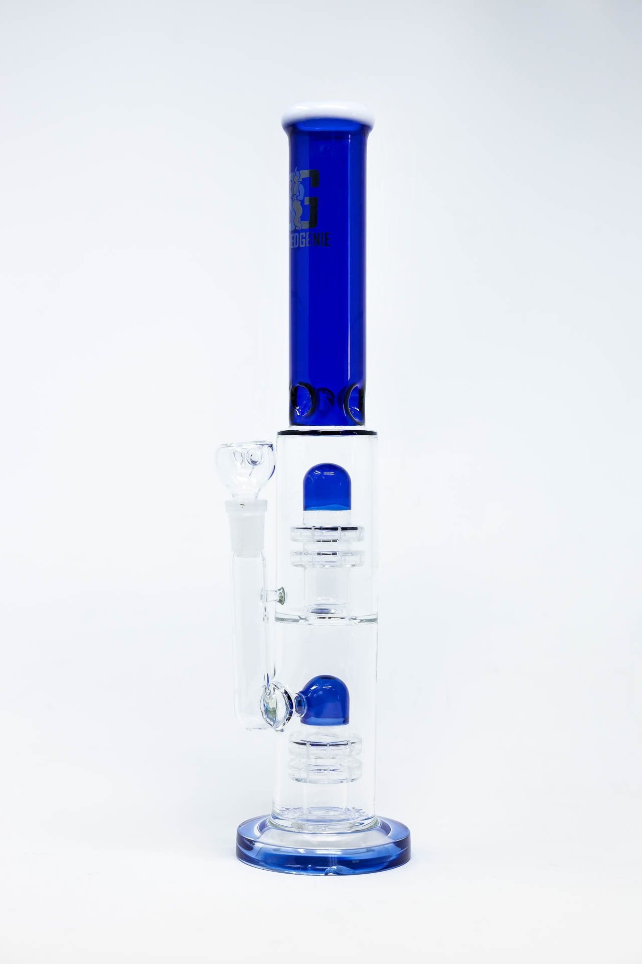 14" Stoned Genie Blue Double Percolator Bong
