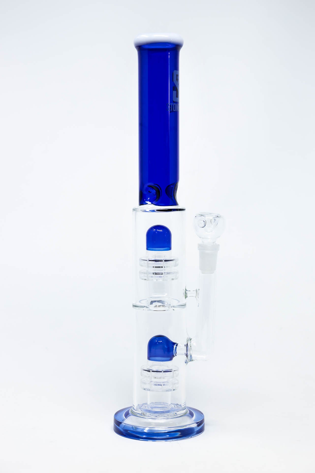14" Stoned Genie Blue Double Percolator Bong