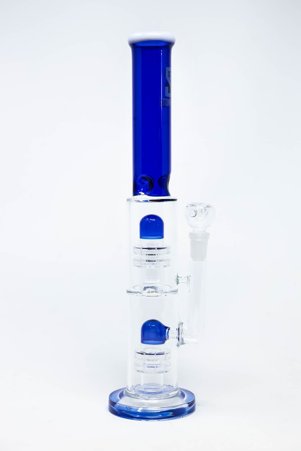 14" Stoned Genie Blue Double Percolator Bong