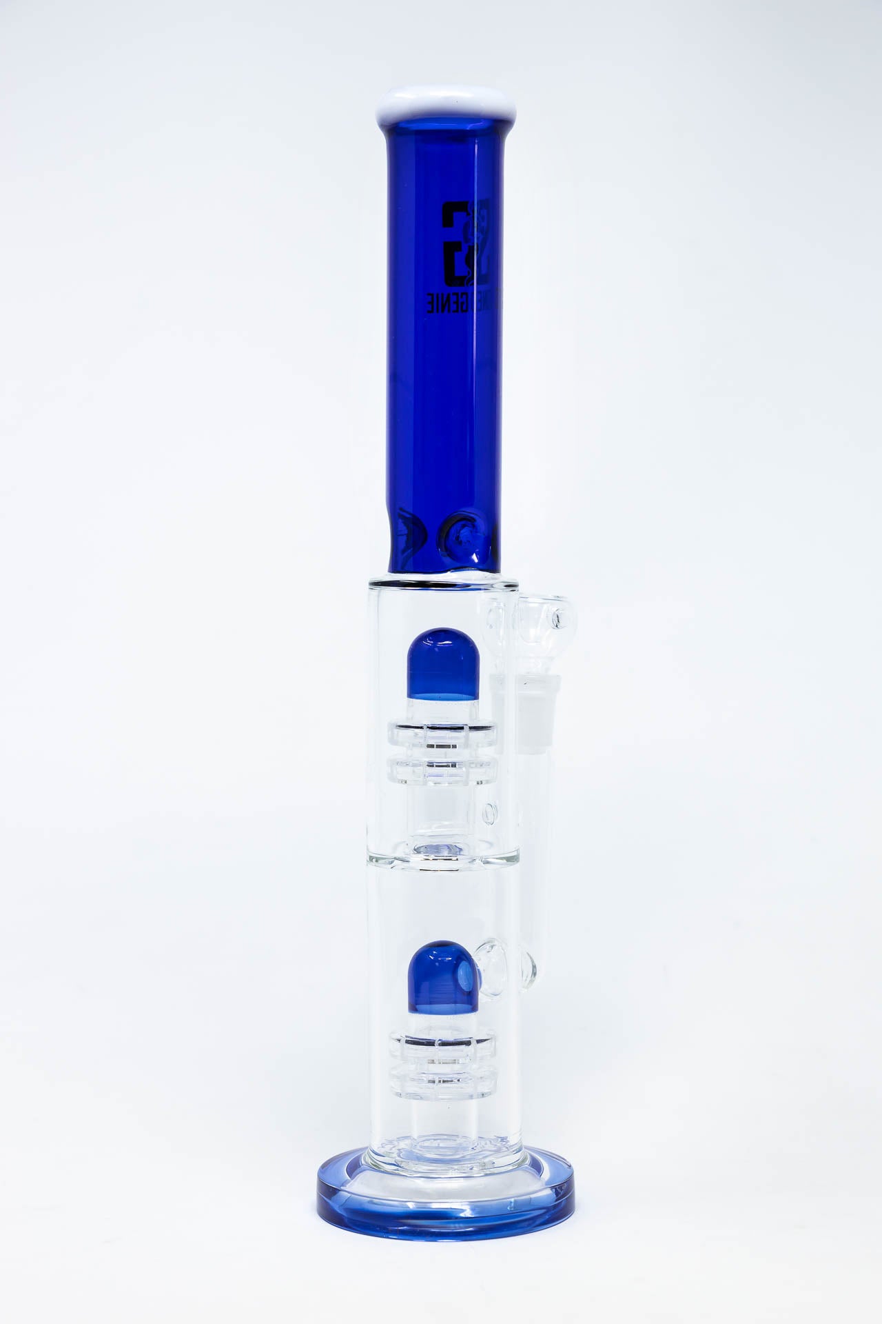 14" Stoned Genie Blue Double Percolator Bong