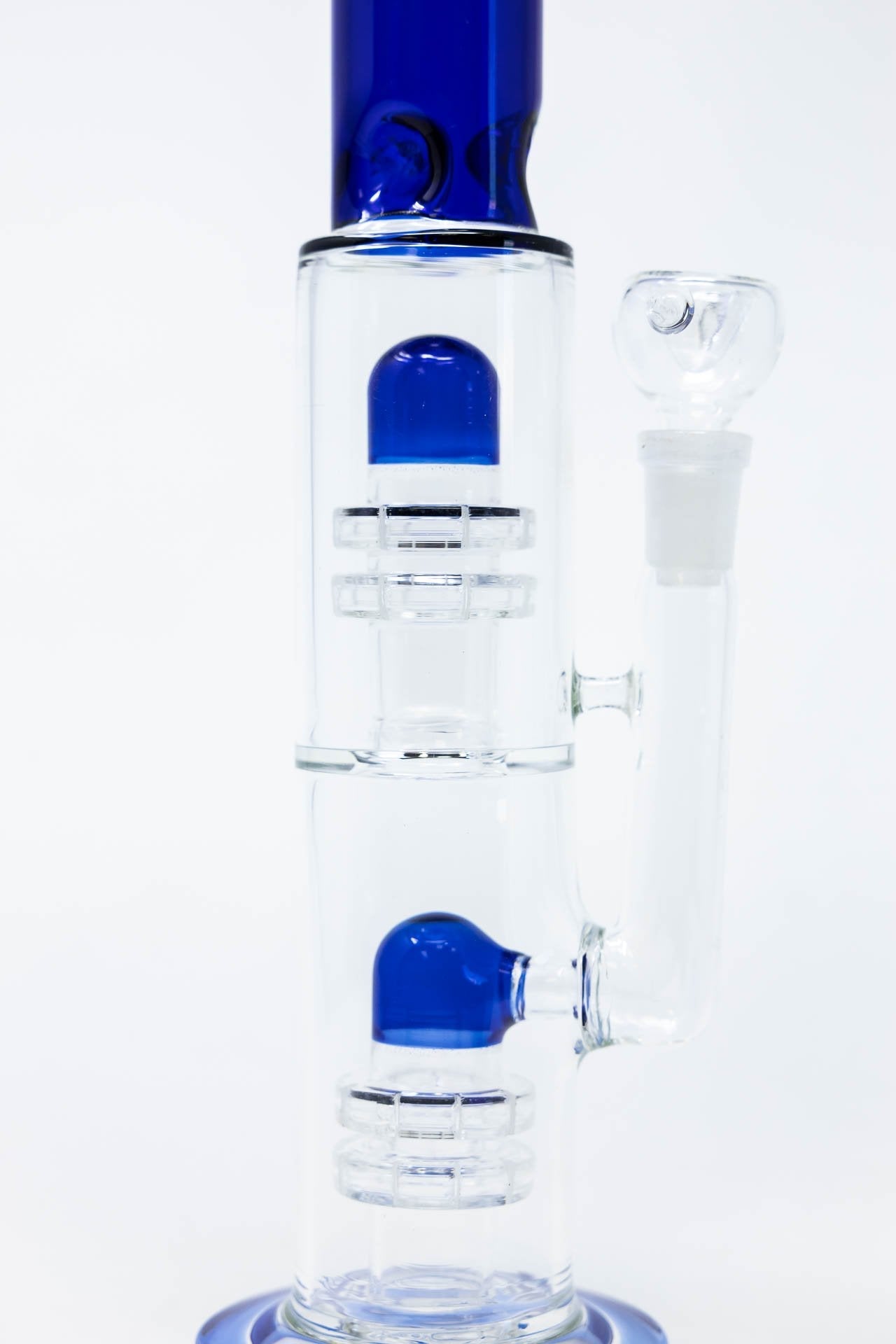 14" Stoned Genie Blue Double Percolator Bong