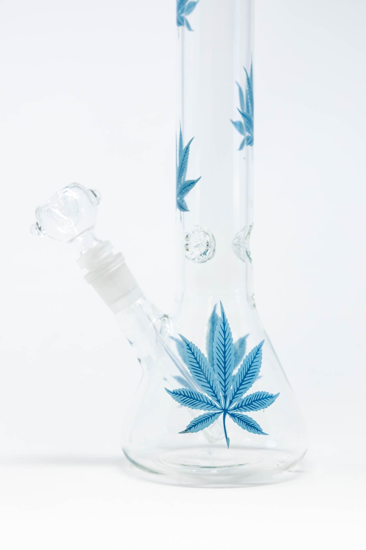 14" Blue Leaf Beaker Bong w/ Ice Catcher