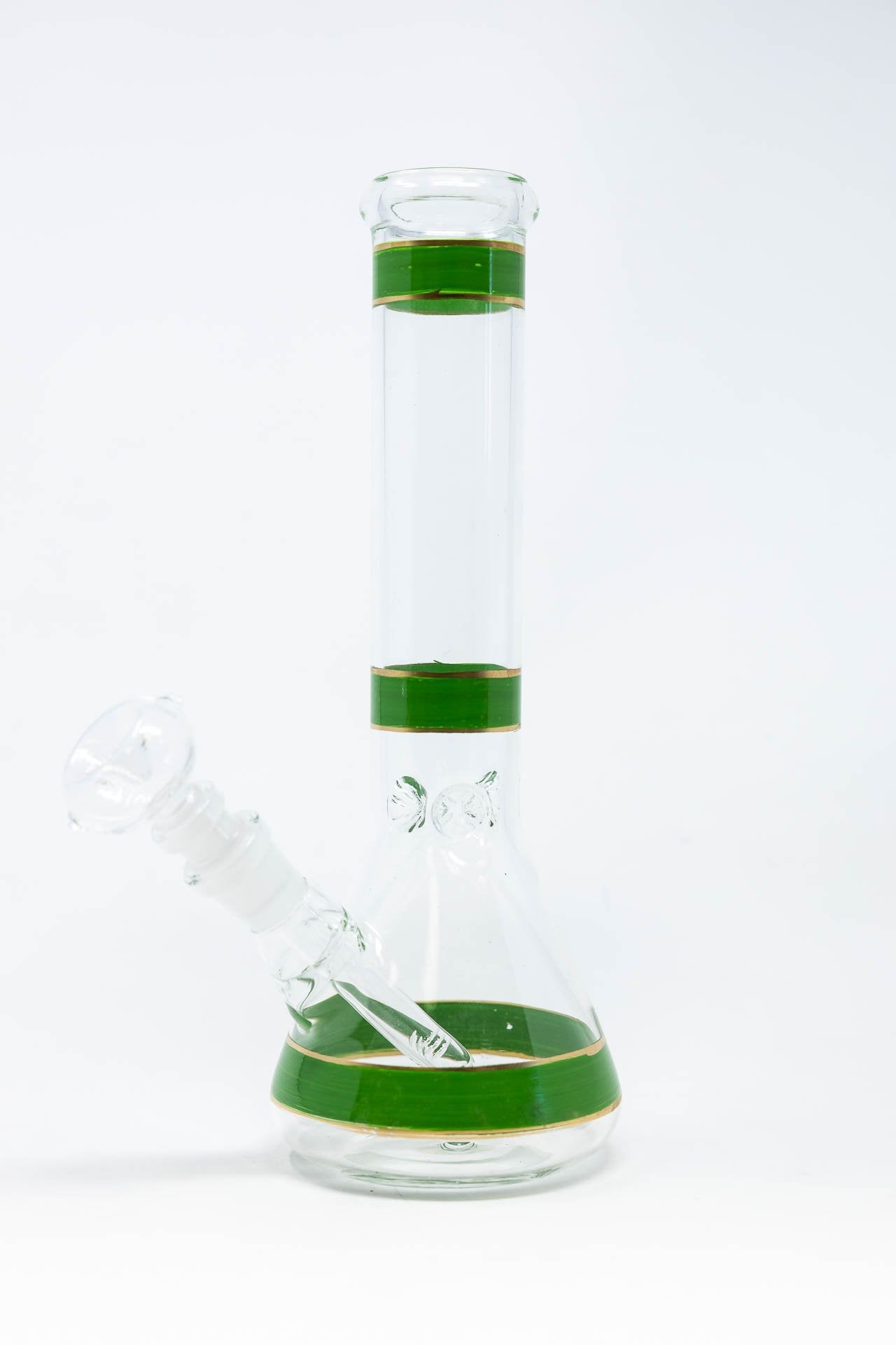 10" Green Stripe Beaker Bong w/ Ice Catcher