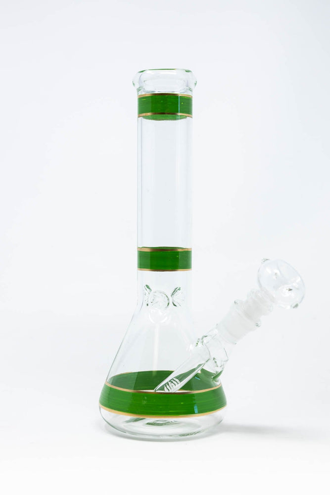 10" Green Stripe Beaker Bong w/ Ice Catcher