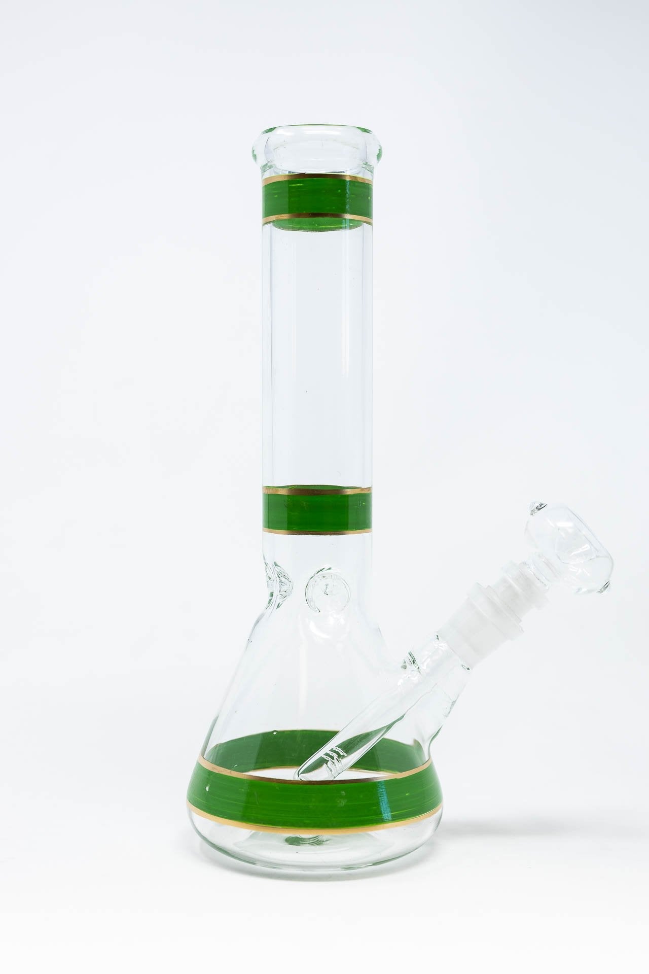 10" Green Stripe Beaker Bong w/ Ice Catcher