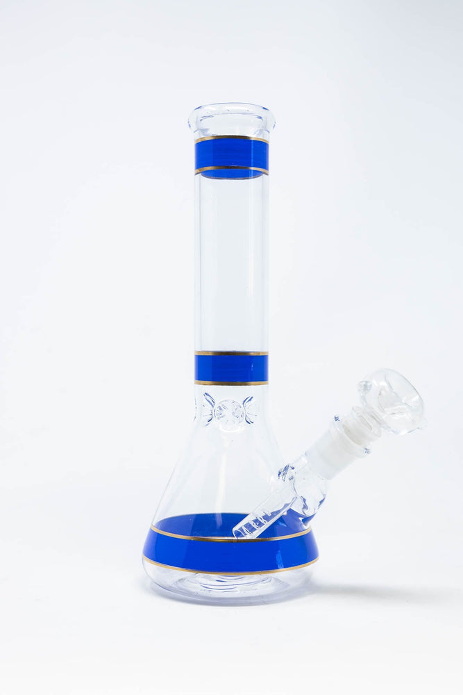 10" Blue Purple Stripe Beaker Bong w/ Ice Catcher