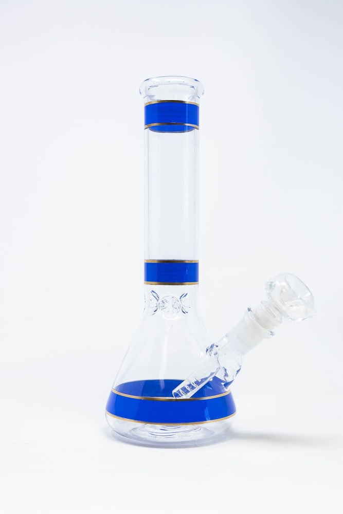 10" Blue Purple Stripe Beaker Bong w/ Ice Catcher