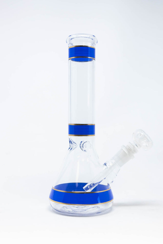 10" Blue Purple Stripe Beaker Bong w/ Ice Catcher