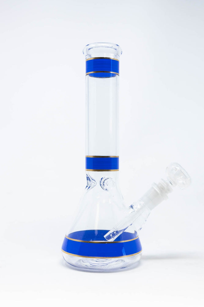 10" Blue Purple Stripe Beaker Bong w/ Ice Catcher