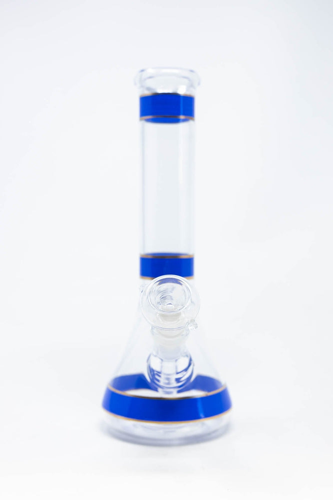 10" Blue Purple Stripe Beaker Bong w/ Ice Catcher