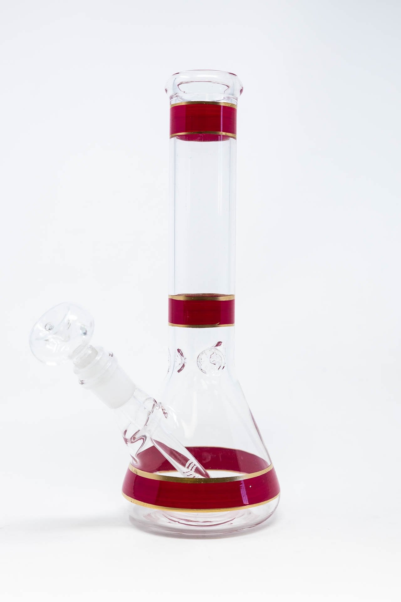 10" Red Stripe Beaker Bong w/ Ice Catcher