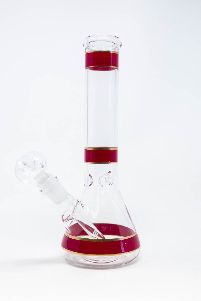 10" Red Stripe Beaker Bong w/ Ice Catcher