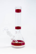 10" Red Stripe Beaker Bong w/ Ice Catcher