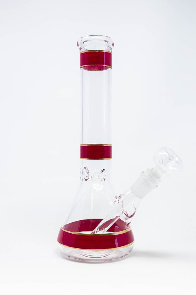 10" Red Stripe Beaker Bong w/ Ice Catcher
