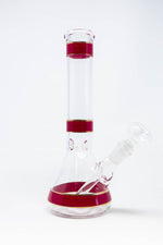 10" Red Stripe Beaker Bong w/ Ice Catcher