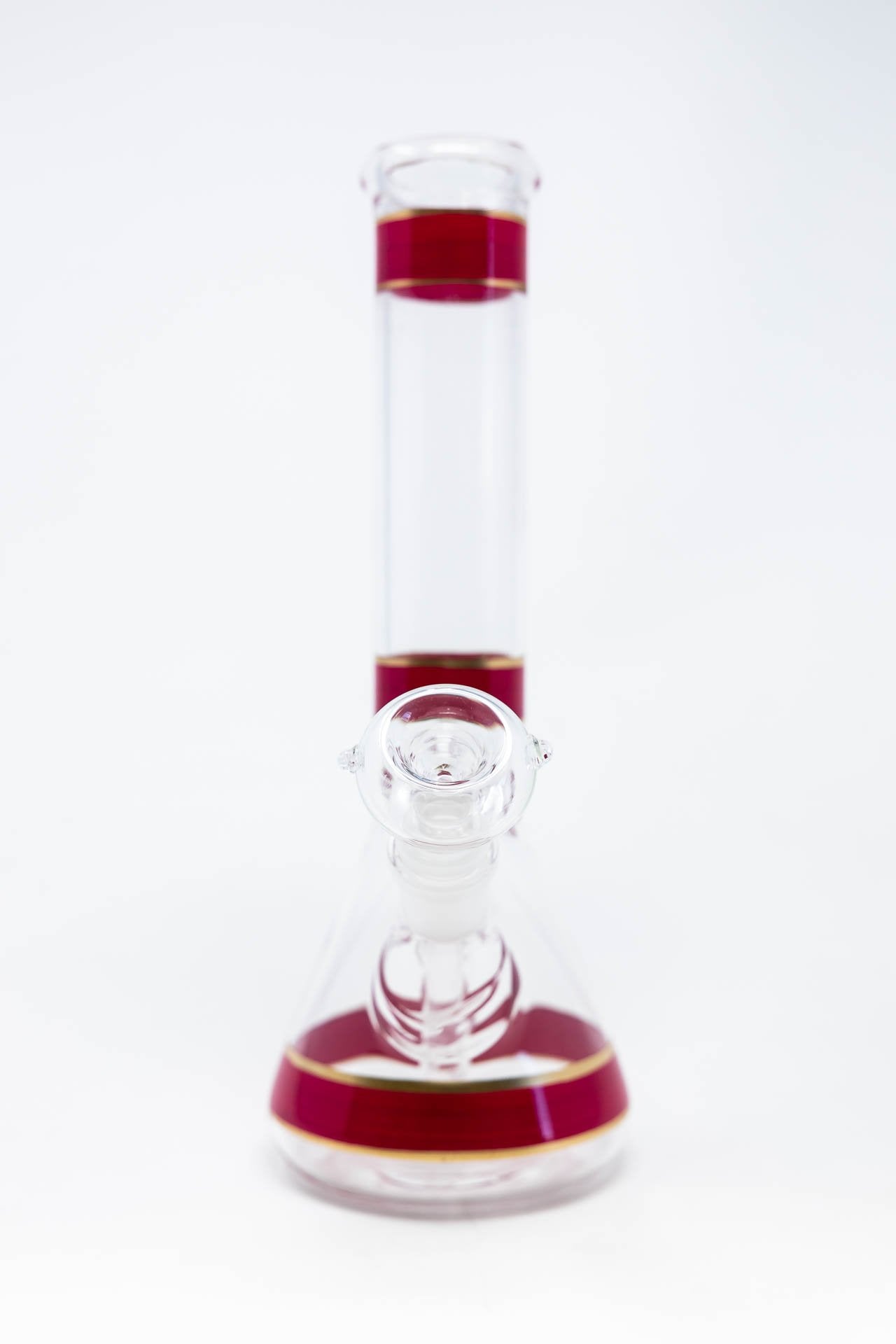 10" Red Stripe Beaker Bong w/ Ice Catcher