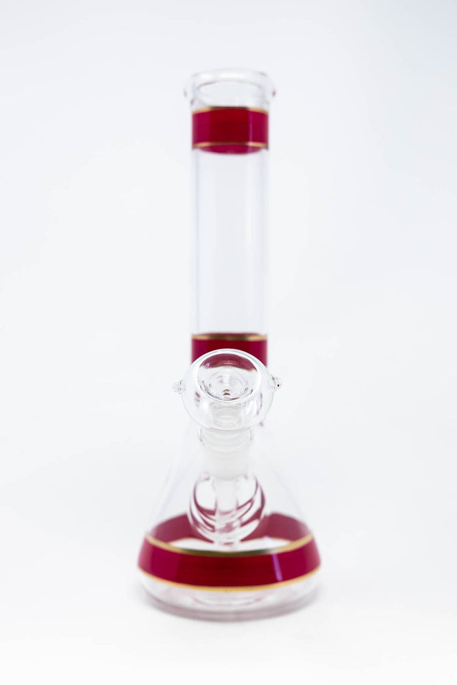 10" Red Stripe Beaker Bong w/ Ice Catcher