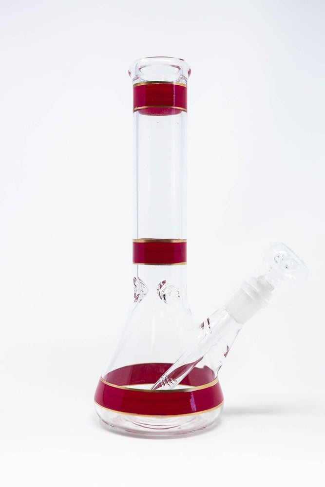 10" Red Stripe Beaker Bong w/ Ice Catcher