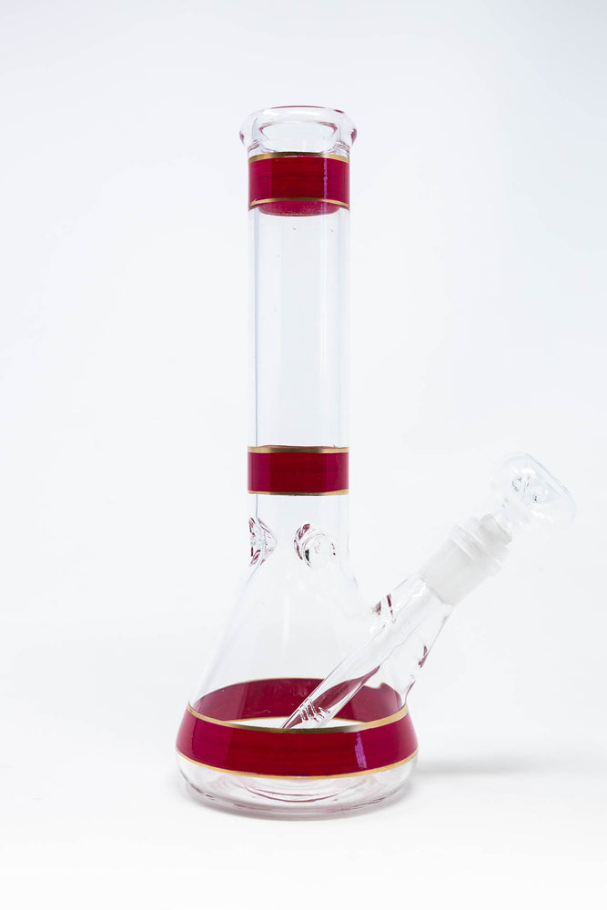 10" Red Stripe Beaker Bong w/ Ice Catcher