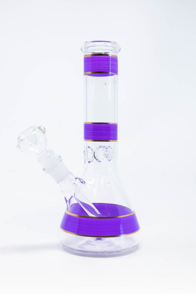 10" Lavender Stripe Beaker Bong w/ Ice Catcher