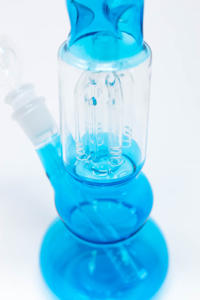 12" Neon Teal Tree Percolator Bong w/ Ice Catcher