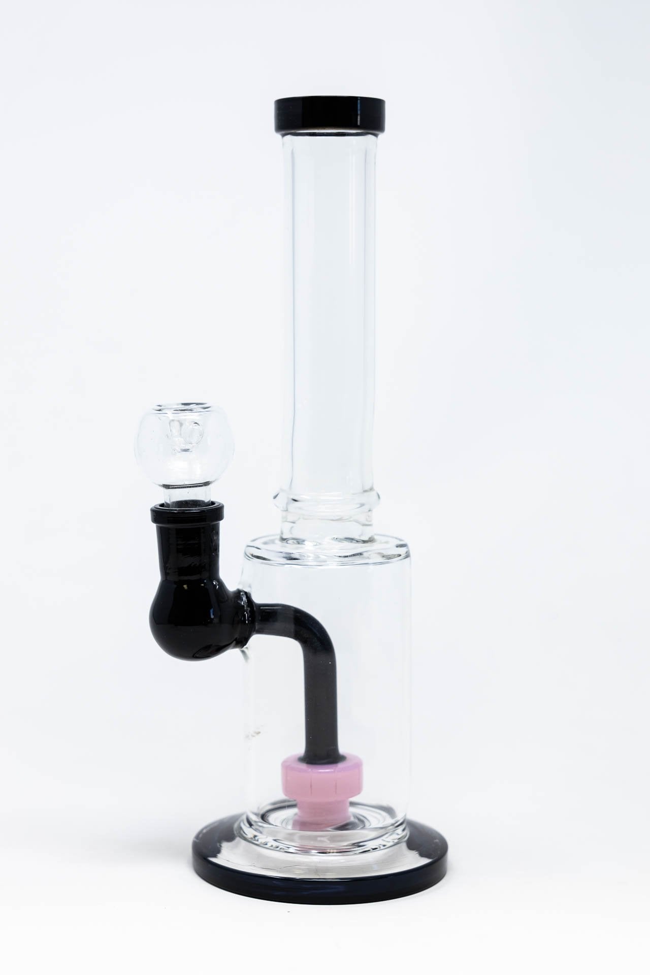 12" Black & Pink Flat Base Bong