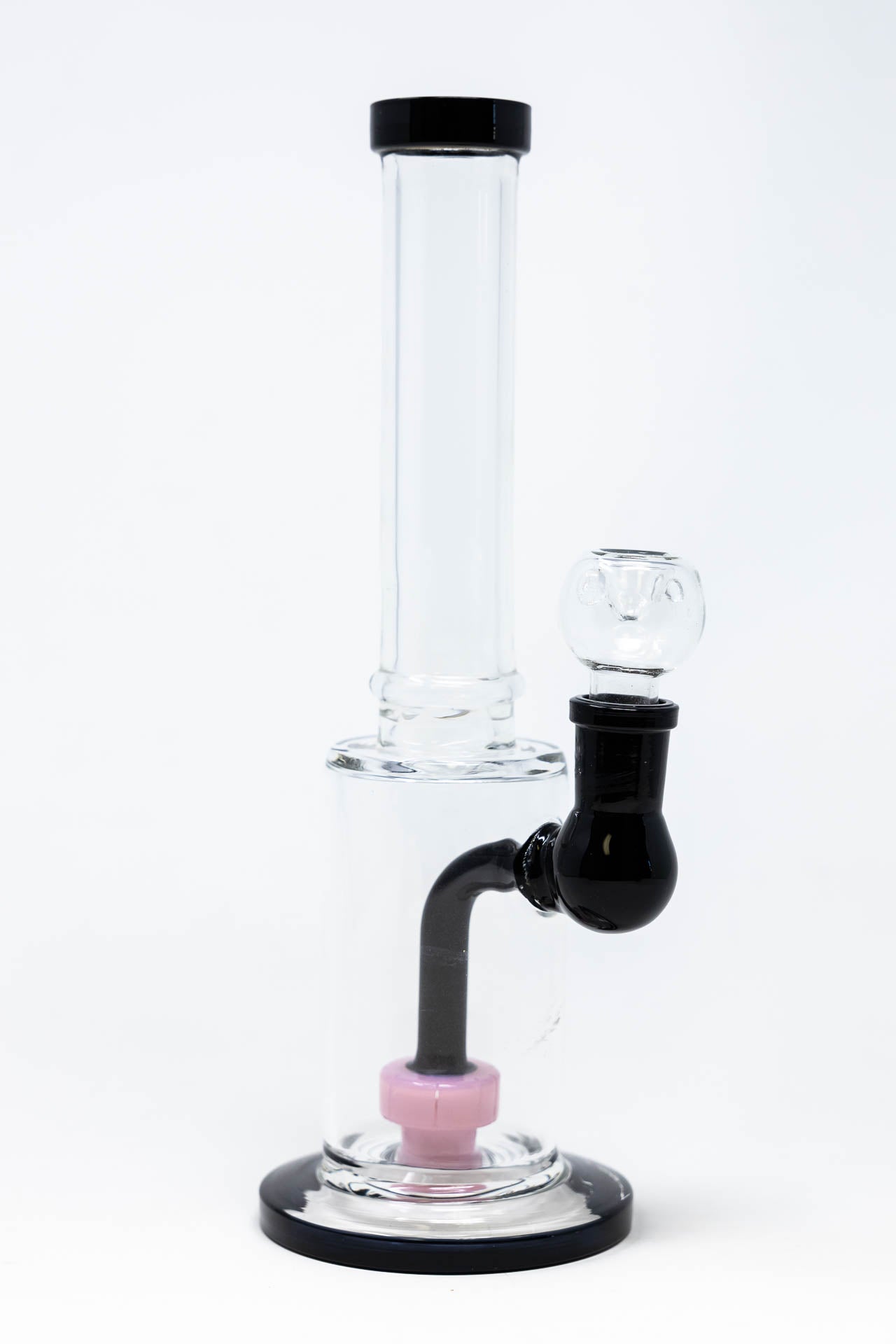 12" Black & Pink Flat Base Bong