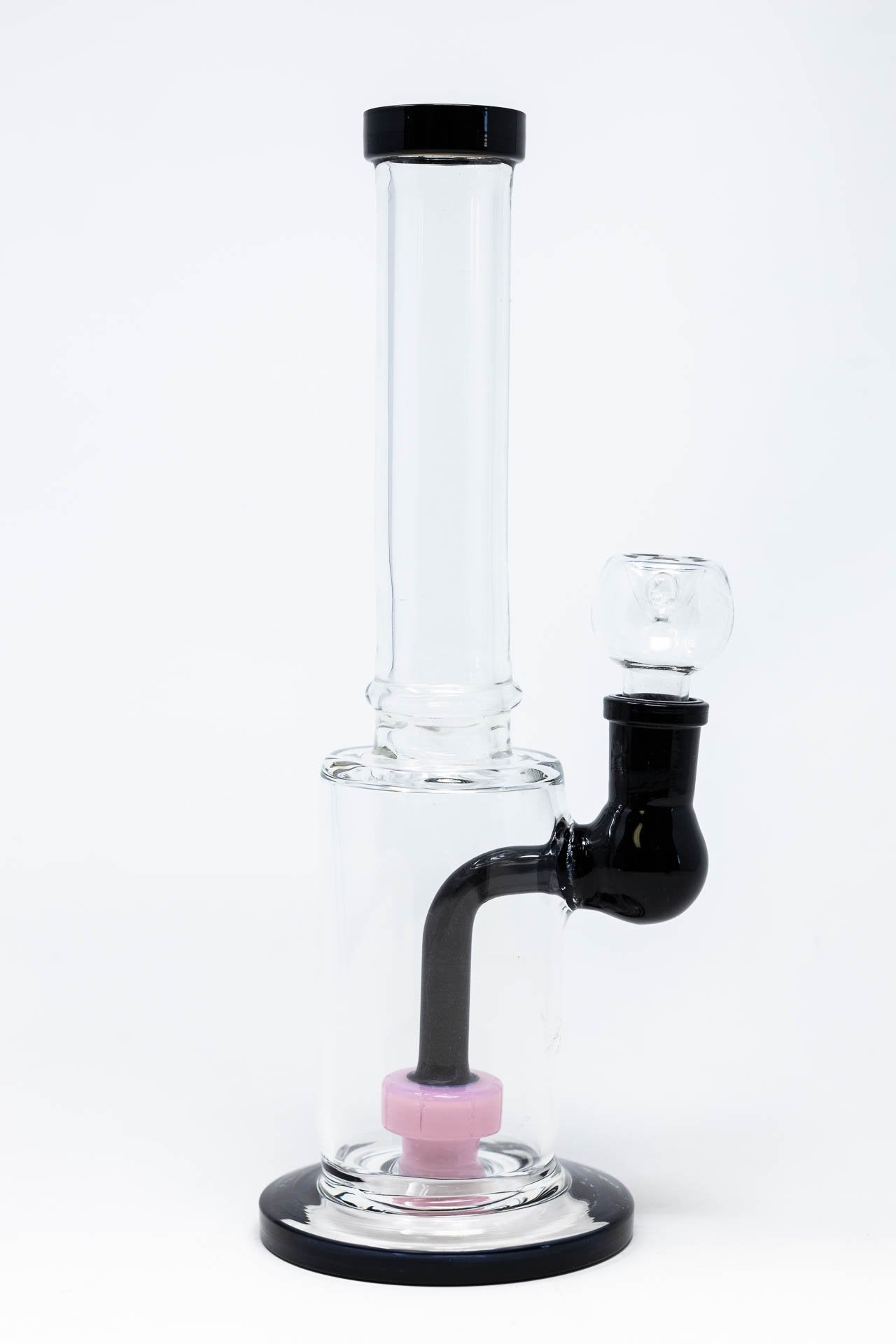 12" Black & Pink Flat Base Bong