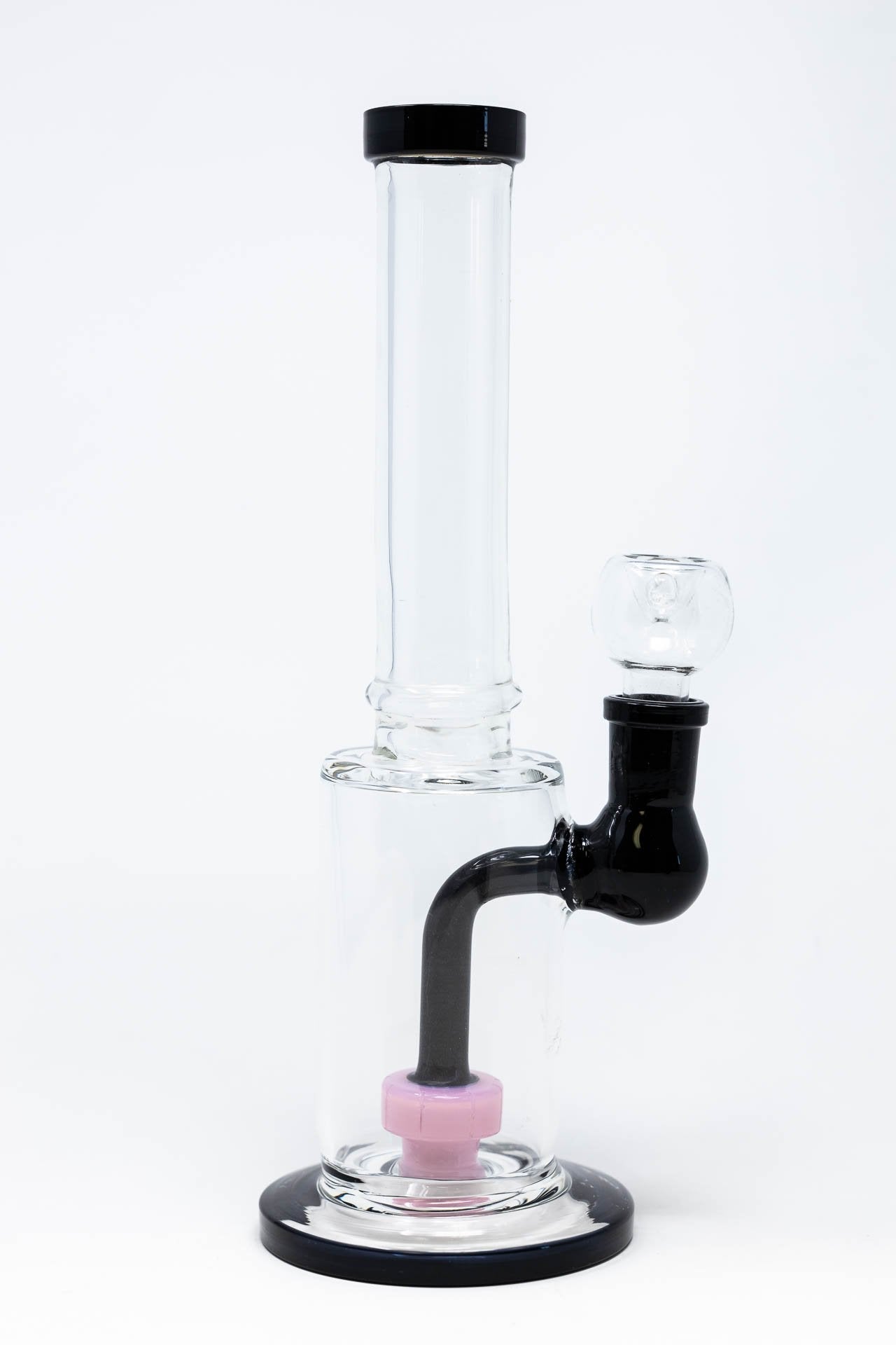 12" Black & Pink Flat Base Bong