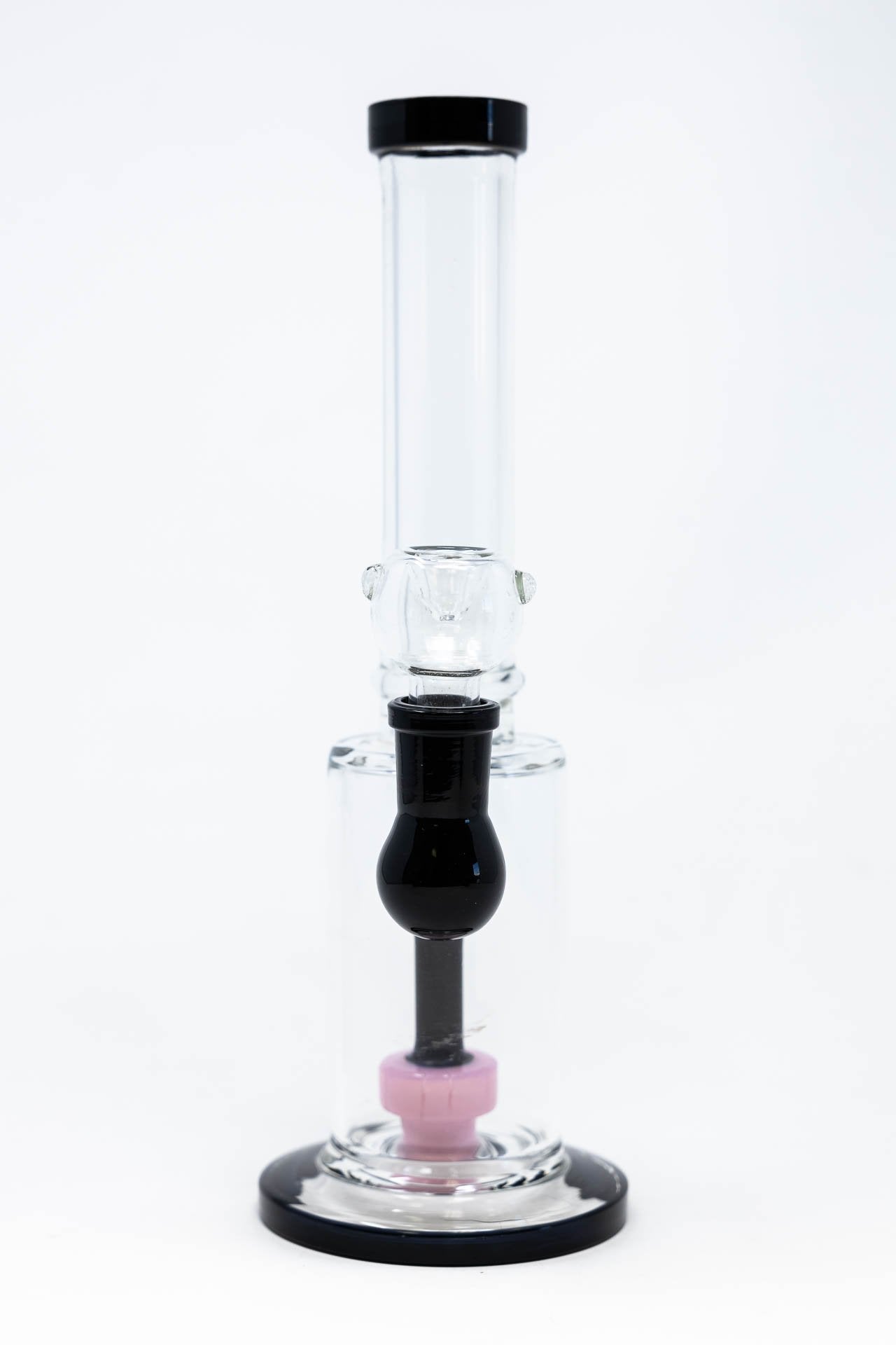 12" Black & Pink Flat Base Bong