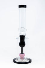 12" Black & Pink Flat Base Bong